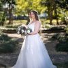 Women's Wedding Dress for Bride Lace Applique Evening Dress V Neck Straps Ball Gowns