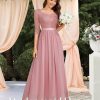Women's Formal Dress Mother of The Bride Dress 3/4 Sleeve Wedding Guest Dress Maxi Evening Gown