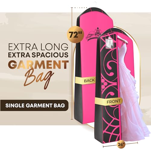 Wedding Dress Garment Bag - Garment Bags for Travel & Hanging Clothes or Storage - 72" Wedding Dress Bag for Gowns Long with 20"