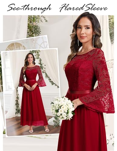 Women's Formal Dresses 2025 Wedding Guest Dress Bell Sleeve Bridesmaid Dresses Maxi Evening Dress