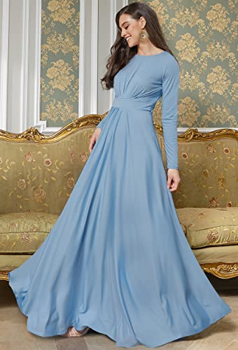 Womens Long Sleeve Flowy Empire Waist Fall Winter Party Gown