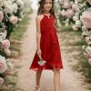 Kids A-Line Halter Neck Chiffon Junior Bridesmaid Dresses Fancy Girl Dress Wedding Elegant Party Gown 5-14 Years