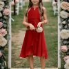 Kids A-Line Halter Neck Chiffon Junior Bridesmaid Dresses Fancy Girl Dress Wedding Elegant Party Gown 5-14 Years