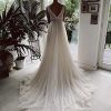 Wedding Dresses for Bride Illusory Lace Bohemia V Neck Layers Tulle A Line Beachy Wedding Gowns…