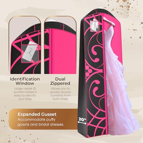 Wedding Dress Garment Bag - Garment Bags for Travel & Hanging Clothes or Storage - 72" Wedding Dress Bag for Gowns Long with 20"