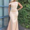 Satin One Shoulder Bridesmaid Dresses for Women Long Corset Prom Dress Mermaid Formal Evening Gown BD709