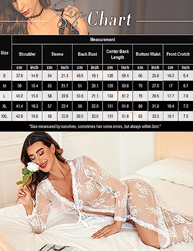 Sexy Lace Robe for Women Lingerie Bridal Lace Babydoll Robe Lingerie Sheer Wedding Gown