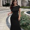 Women's Elegant Sleeveless Off Shoulder Bodycon Long Formal Party Evening Dress