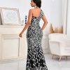 Women Sexy Sequin One Shoulder Mermaid Formal Party Cocktail Gowns Bodycon Evening Maxi Dress
