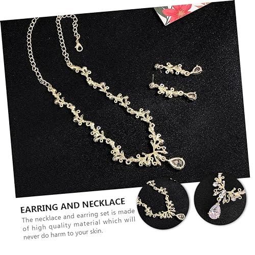 1set Elegant Bridal Jewelry Waterdrop Necklace Earrings for Wedding Dress Accessories Beautiful Zirconia Design Ear for Brides