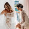 Women Sexy Long Lace Dress Sheer Gown See Through Lingerie Kimono Robe Swimsuit Cover Up