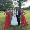 Pleated Chiffon Bridesmaid Dresses with Slit Scoop Neck Formal Evening Gowns Hi002