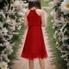 Kids A-Line Halter Neck Chiffon Junior Bridesmaid Dresses Fancy Girl Dress Wedding Elegant Party Gown 5-14 Years