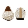 Women's Rhinestone Flats Fashion Pointed Toe Pearl Diamond Low Heel Dress Wedding Flats Work Business Casual Flats Shoes