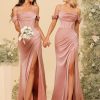 Elegant Off The Shoulder Satin Bridesmaid Dress Long Mermaid Corset Prom Dress for Women Formal Gown CY089
