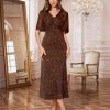 Sequin Formal Mother of The Bride Dress Cocktail Evening Wedding Dresses with Shawl