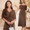 Sequin Formal Mother of The Bride Dress Cocktail Evening Wedding Dresses with Shawl