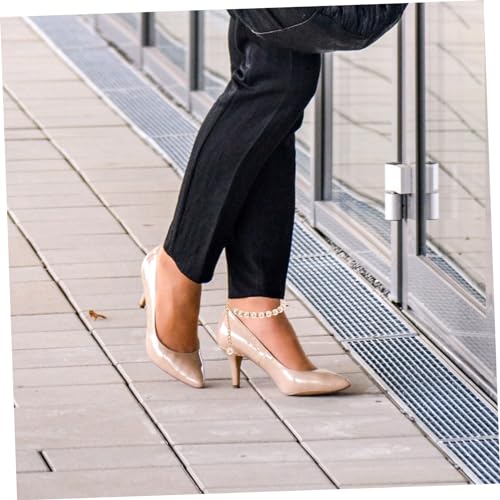 2pcs High Heels Pearl Chain Ankle Strap Heels Decorative Shoe Straps for Women Pearl Shoes for Wedding