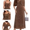 Sequin Formal Mother of The Bride Dress Cocktail Evening Wedding Dresses with Shawl
