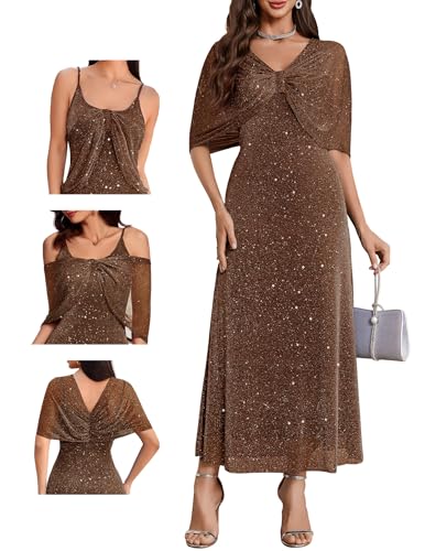 Sequin Formal Mother of The Bride Dress Cocktail Evening Wedding Dresses with Shawl