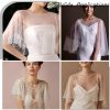 Wedding Bridal Cloaks Faux Pearls Rhinestone Evening Capes Shawl Wrap Shrug Short Shoulder Cover up Cape Scar