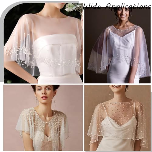 Wedding Bridal Cloaks Faux Pearls Rhinestone Evening Capes Shawl Wrap Shrug Short Shoulder Cover up Cape Scar