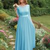 Women Long Sleeve Formal Party Dress Lace Wedding Guest Maxi Dresses Elegant Cocktail Evening Gowns