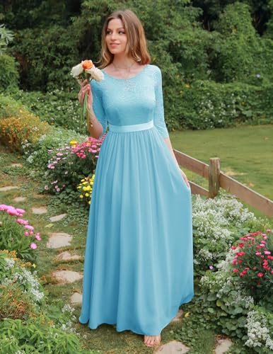 Women Long Sleeve Formal Party Dress Lace Wedding Guest Maxi Dresses Elegant Cocktail Evening Gowns