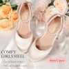 Girls Dress Shoes High Heels Sandals Decorative Pearls Ankle Strap Flower Girl Little Big Kid Mary Jane Wedding Party Communion