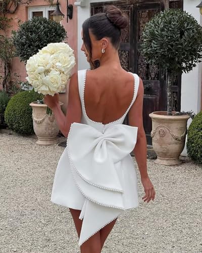 Pearl Satin Homecoming Dresses 2025 with Bow Short Mini HOCO Dress Party Cocktail Gowns