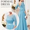 Women Long Sleeve Formal Party Dress Lace Wedding Guest Maxi Dresses Elegant Cocktail Evening Gowns