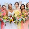 Off The Shoulder Bridesmaid Dresses for Women Long Chiffon Pleated Formal Evening Dress with Pockets