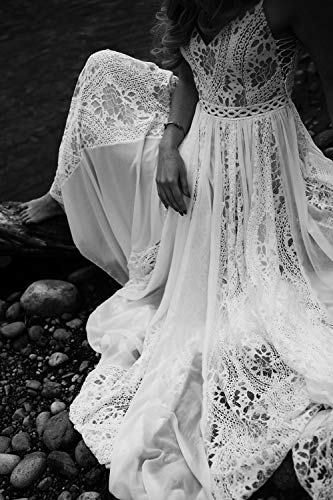 Boho Lace Wedding Dresses for Bride Spaghetti Strap Sweetheart A Line Sleeveless Courthouse Bridal Gowns