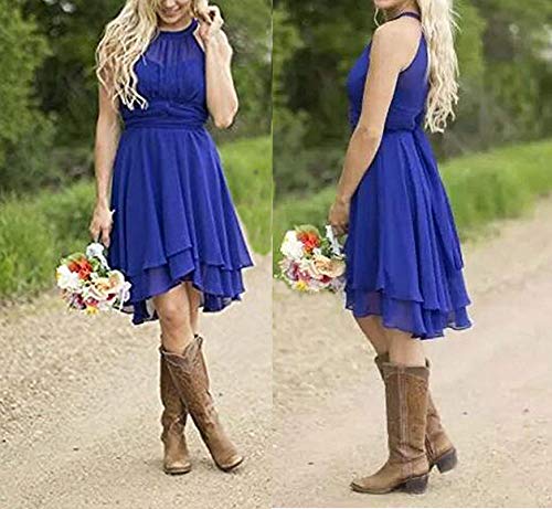 Halter Short Bridesmaid Dresses 2025 Western Wedding Guest Dress A Line Ruffle Pleated Summer Formal Party Gowns