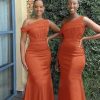 Satin One Shoulder Bridesmaid Dresses for Women Long Corset Prom Dress Mermaid Formal Evening Gown BD709