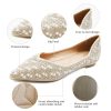 Women's Rhinestone Flats Fashion Pointed Toe Pearl Diamond Low Heel Dress Wedding Flats Work Business Casual Flats Shoes