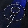Silver Bridal Jewelry Set Rhinestone Necklace Bracelet Dangle Earrings for Bride Bridesmaid Teardrop Pendant Crystal Wedding